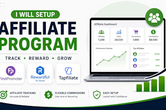set up firstpromoter, rewardful or tapfiliate affiliate program