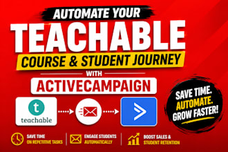 setup teachable online course automation, activecampaign automation integration