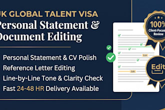 review and edit your UK global talent visa personal statement and documents