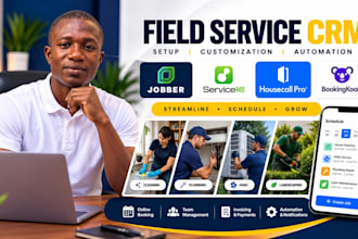 set up jobber,servicem8,booking koala and housecall pro CRM,hvac,cleaner,plumber