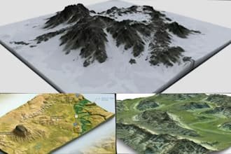 create 3d map terrain, shaded relief map and stl 3d model with real topography