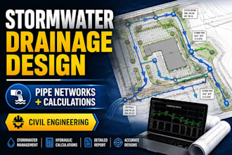 design stormwater drainage plans and pipe networks with calculations