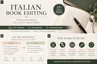 professionally line edit and copy edit your italian book