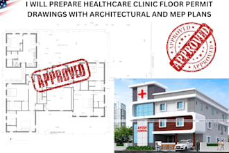 prepare healthcare clinic floor permit drawings with architectural and mep plans