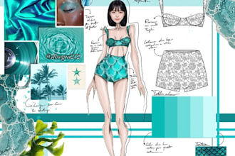create fashion design sketches and moodboards