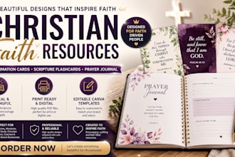design christian affirmation cards, scripture flashcards and prayer journal