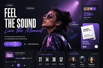 design a modern concert hall, music venue and event website