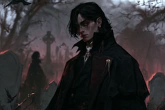 draw horror and gothic line art illustrations