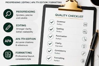 edit and proofread technical documents with apa 7 formatting
