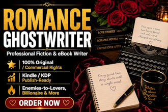 be your romance ghostwriter fiction book writer and ebook ghostwriter