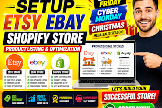 setup etsy ebay shopify black friday cyber monday christmas store product list