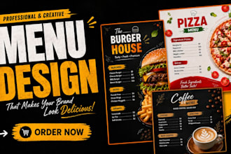 create food menu design, restaurant menu, bar menu, cafe, menu board design