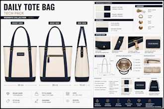 design bag tech pack, handbag, backpack, tote bag duffle bag for production