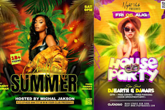 design event flyer, food promotional marketing flyer
