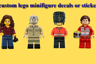 create custom lego minifigure decals, sticker ready for uv and pad printing