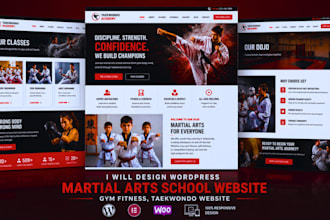 design wordpress martial arts school website, gym fitness, taekwondo website