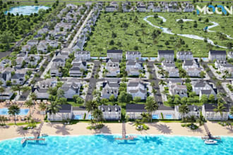 develop 3d community masterplan render,coastal resort,waterfront property design