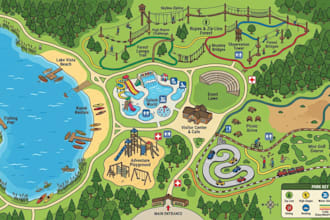 create recreational area, resort, campground, and adventure park map