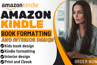 do ebook interior layout design, kdp kids book formatting for print and ebook