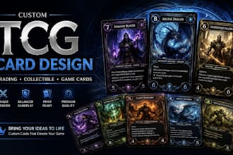 design custom tcg cards, collectible cards and game card designs