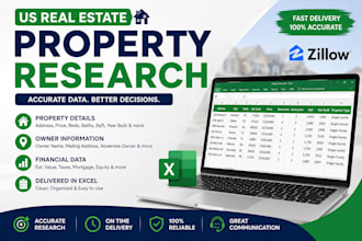 do US real estate property research and data entry in excel
