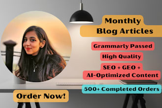 write monthly blog posts with on page SEO and images