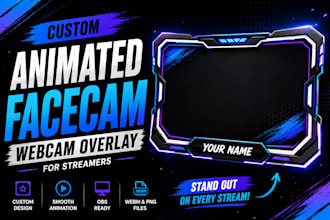 design custom animated facecam webcam overlay for streamers