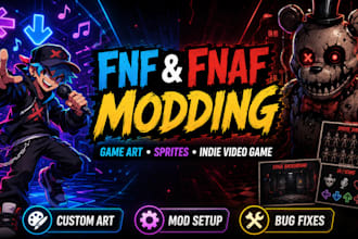 do friday night funkin game art fnf mod fnaf modding for indie video game