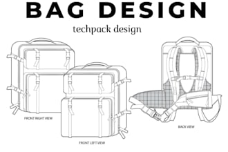 do 3d backpack,bag design, tech packs for handbag duffle bag,luggage or suitcase