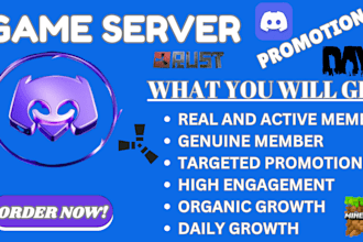 do fivem server promotion, minecraft server, rust, dayz discord server promotion