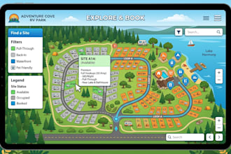 interactive rv park map illustration or clickable campground vector svg map
