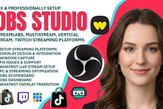 setup obs studio, obs overlay, whatnot live stream, obs setup, twitch vmix kick