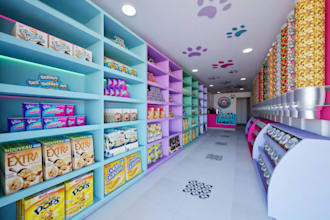 design 3d retail store, showroom, supermarket rendering, spa, shop 3d interior