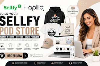 sellfy apliiq pod custom mockup tshirt hoodie  print on demand store design