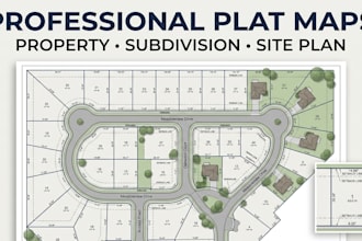 design site map, rv park map, property map, plat map, and site plan map