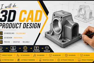 do 3d cad product design, 3d modeling solidworks and  3d design industrial