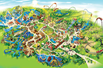 design custom theme park map, festival, and event wayfinding vector illustration