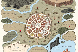 make draw fantasy map regional ,battle map city and rpg map