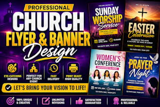design church flyer, church banner and event poster professionally
