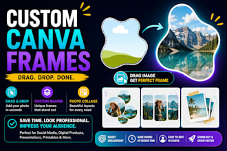 create custom canva frames, editable photo templates and drag drop designs