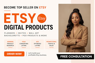 setup etsy shop design digital product digital planner etsy listing seo etsy pod