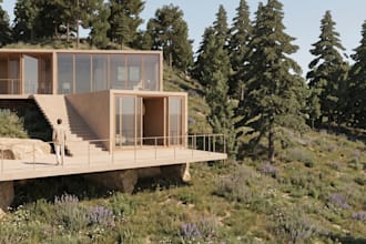 create photorealistic exterior 3d rendering and landscaping