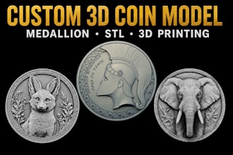 sculpt custom 3d coin model, medallion, badge,  cnc stl file for 3d printing