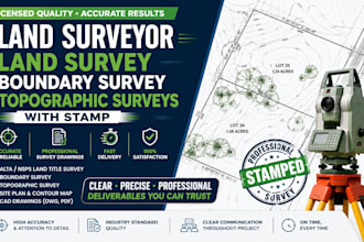 provide land surveyor land survey boundary survey topographic surveys with stamp