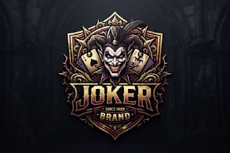 design a bold joker inspired logo for your brand