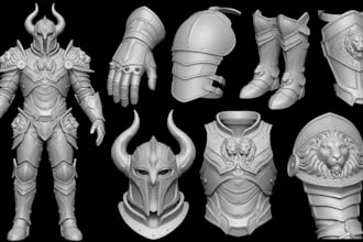 sculpt 3d cosplay armor 3d helmet and 3d mask printable armor design anime mask