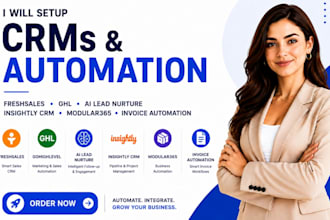 setup freshsales ghl ai lead nurture insightly crm modular365 invoice automation