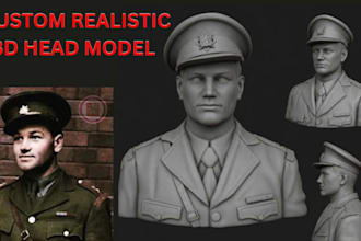 sculpt realistic 2d photo to 3d model 3d head bust modeling stl 3mf obj printing