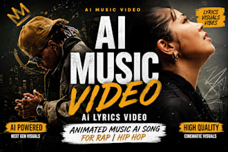create ai music video, ai lyrics video, animated music ai song for rap, hip hop
