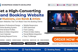 build a band booking website for musicians live bands and artists
